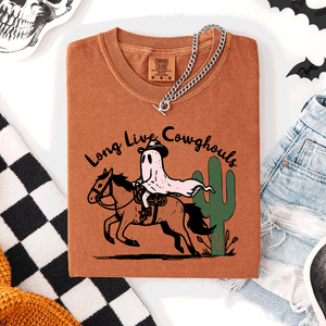Long Live Cowghouls, Cowgirls Western Halloween Cute Celebration Comfort Colors Tee — view 1