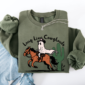 Long Live Cowghouls And Cowgirls Western Halloween Spooky Spirit Vibe Sweatshirt — view 3