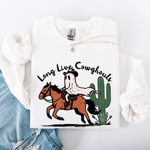 Long Live Cowghouls And Cowgirls Western Halloween Spooky Spirit Vibe Sweatshirt — view 5