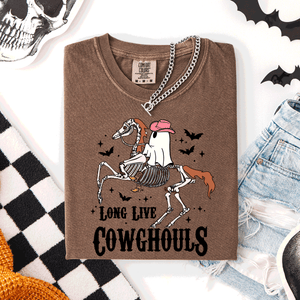 Long Live Cowghouls Skeleton Ghost Horse Halloween Spooky Night Gothic Vibes Comfort Colors Tee — view 4