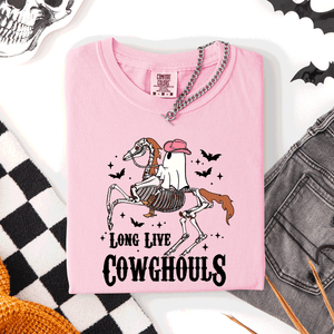 Long Live Cowghouls Skeleton Ghost Horse Halloween Spooky Night Gothic Vibes Comfort Colors Tee — view 6