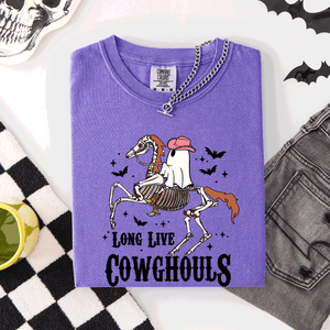 Long Live Cowghouls Skeleton Ghost Horse Halloween Spooky Night Gothic Vibes Comfort Colors Tee — view 7