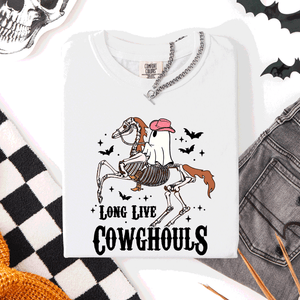 Long Live Cowghouls Skeleton Ghost Horse Halloween Spooky Night Gothic Vibes Comfort Colors Tee — view 8