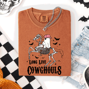 Long Live Cowghouls Skeleton Ghost Horse Halloween Spooky Night Gothic Vibes Comfort Colors Tee — view 2