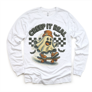 Creep It Real Skateboard Ghost Halloween Shirt - Halloween Tee — view 4