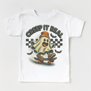 Creep It Real Skateboard Ghost Halloween Shirt - Halloween Tee — view 2