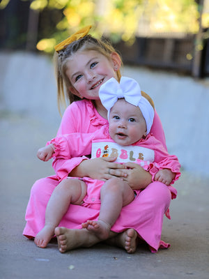 Fall Thanksgiving& Halloween "GOBBLE" Smock Embroidery Baby Girl Romper — view 2