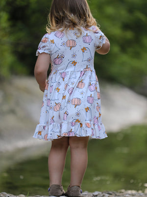 Halloween Pumpkin Ghost Print Cute Girls Dress — view 6
