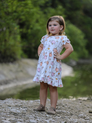 Halloween Pumpkin Ghost Print Cute Girls Dress — view 1