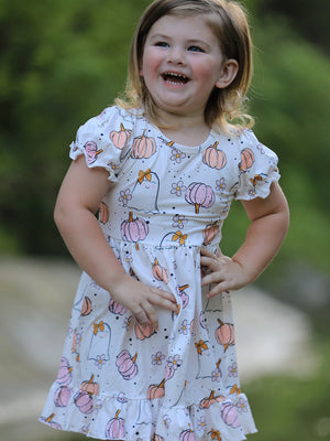 Halloween Pumpkin Ghost Print Cute Girls Dress — view 4