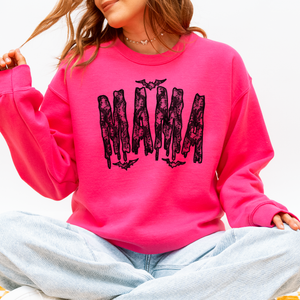Mama Faux Lace Halloween Coquette Inspired Vintage Gothic Graphic Cozy Sweatshirt — view 10