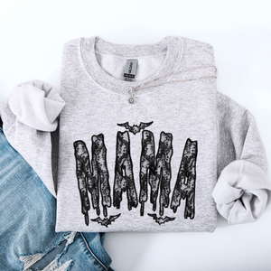 Mama Faux Lace Halloween Coquette Inspired Vintage Gothic Graphic Cozy Sweatshirt — view 2