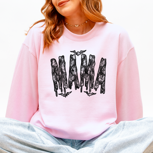 Mama Faux Lace Halloween Coquette Inspired Vintage Gothic Graphic Cozy Sweatshirt — view 6
