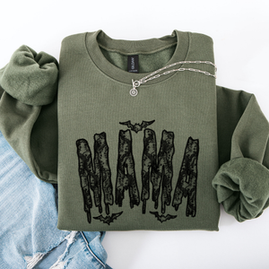 Mama Faux Lace Halloween Coquette Inspired Vintage Gothic Graphic Cozy Sweatshirt — view 5