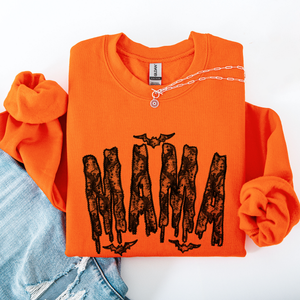 Mama Faux Lace Halloween Coquette Inspired Vintage Gothic Graphic Cozy Sweatshirt — view 9