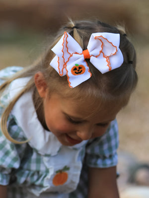 Halloween Pumpkin Bow Hairpin — view 3
