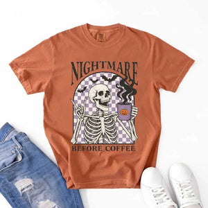 Nightmare Before Coffee Comfort Colors Shirt – Skeleton Funny Halloween Tee — view 12