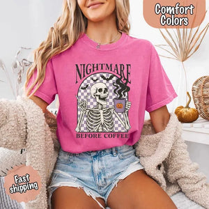 Nightmare Before Coffee Comfort Colors Shirt – Skeleton Funny Halloween Tee — view 13