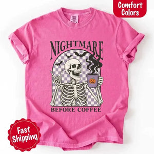 Nightmare Before Coffee Comfort Colors Shirt – Skeleton Funny Halloween Tee — view 14
