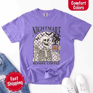 Nightmare Before Coffee Comfort Colors Shirt – Skeleton Funny Halloween Tee — view 16