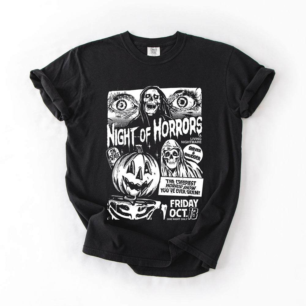 Night Of Horrors Halloween Spooky Scary Witch Midnight Monster Mash Edition Comfort Colors Tee