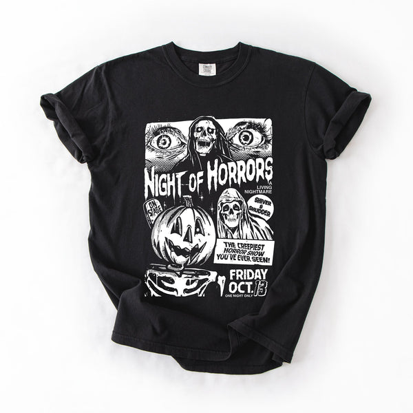 Night Of Horrors Halloween Spooky Scary Witch Midnight Monster Mash Edition Comfort Colors Tee