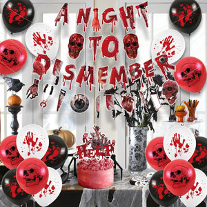 Halloween horror-themed haunted house holiday party decoration set flag background cloth card balloon honeycomb ornament — view 4