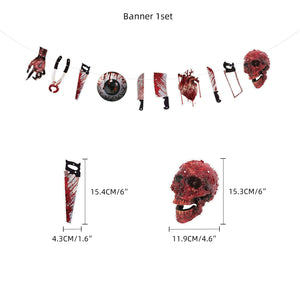 Halloween horror-themed haunted house holiday party decoration set flag background cloth card balloon honeycomb ornament — view 9