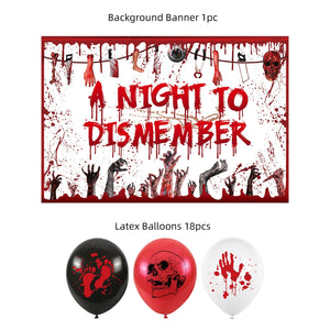 Halloween horror-themed haunted house holiday party decoration set flag background cloth card balloon honeycomb ornament — view 8
