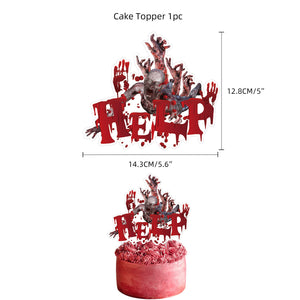 Halloween horror-themed haunted house holiday party decoration set flag background cloth card balloon honeycomb ornament — view 11