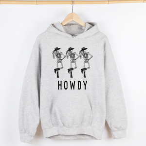Howdy Skeleton Cowboy Ghost Witch Aesthetic Meme Halloween Spooky Graphic Hoodie — view 3