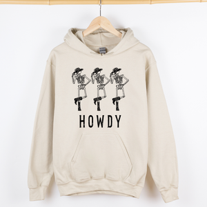 Howdy Skeleton Cowboy Ghost Witch Aesthetic Meme Halloween Spooky Graphic Hoodie — view 1