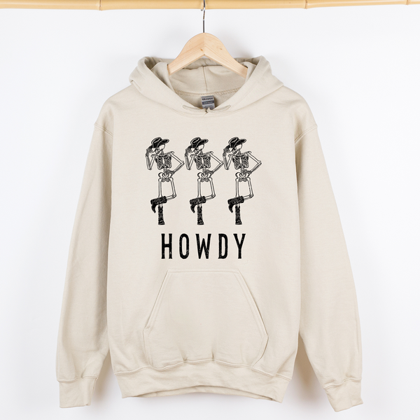 Howdy Skeleton Cowboy Ghost Witch Aesthetic Meme Halloween Spooky Graphic Hoodie