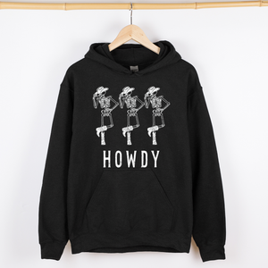 Howdy Skeleton Cowboy Ghost Witch Aesthetic Meme Halloween Spooky Graphic Hoodie — view 2