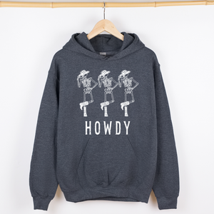 Howdy Skeleton Cowboy Ghost Witch Aesthetic Meme Halloween Spooky Graphic Hoodie — view 4