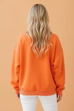 Halloween Boo Polka Dot Patch Mock Neck Sweatshirt — view 2