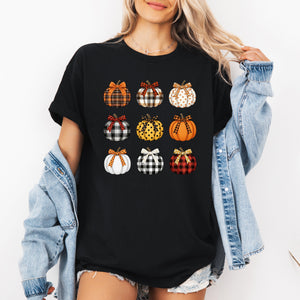 Patterned Pumpkins Classic Halloween Fall Autumn Cozy Seasonal Print Graphic Tee — view 4