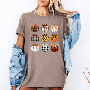 Patterned Pumpkins Classic Halloween Fall Autumn Cozy Seasonal Print Graphic Tee — view 1