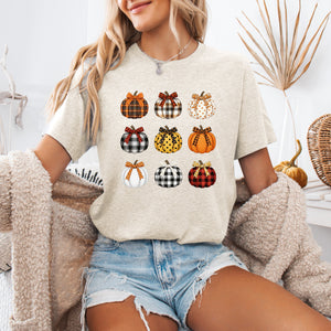 Patterned Pumpkins Classic Halloween Fall Autumn Cozy Seasonal Print Graphic Tee — view 3