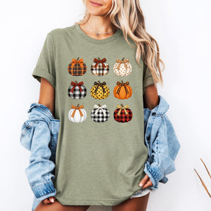 Patterned Pumpkins Classic Halloween Fall Autumn Cozy Seasonal Print Graphic Tee — view 2