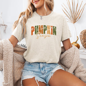 Pumpkin Season Fall Retro Varsity Autumn Vibes Cozy Halloween Colors Graphic Tee — view 2