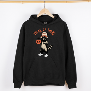 Raccoon Trick Or Treat Halloween Mischief Spooky Costume Night Meme Vintage Print Graphic Hoodie — view 6
