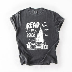 Read In Peace Ghost Haunted Halloween Spooky Bookish Library BookTok Comfort Colors Tee — view 9