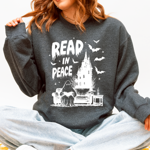 Read In Peace Ghost Haunted Halloween Spooky Bookish Library Booktok Graphic Sweatshirt — view 9