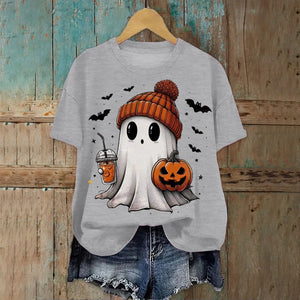 Cute Printed Halloween Shirt For Women Funny Crew Neck Short Sleeve Clothes Top Tee Shirts Halloween Cosplay Tops Humor T-Shirt — view 16