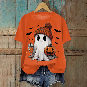 Cute Printed Halloween Shirt For Women Funny Crew Neck Short Sleeve Clothes Top Tee Shirts Halloween Cosplay Tops Humor T-Shirt — view 15