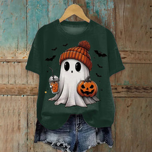 Cute Printed Halloween Shirt For Women Funny Crew Neck Short Sleeve Clothes Top Tee Shirts Halloween Cosplay Tops Humor T-Shirt — view 14