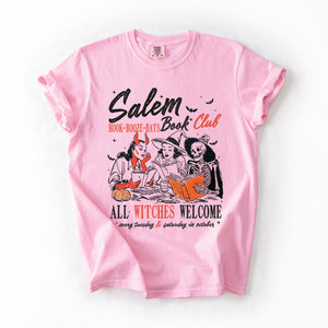 Salem Book Club All Witches Welcome Halloween Edition Cozy Book Lover Comfort Colors Tee — view 5