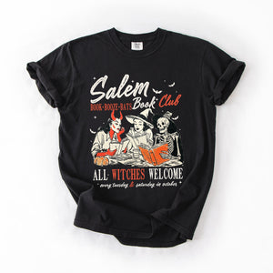 Salem Book Club All Witches Welcome Halloween Edition Cozy Book Lover Comfort Colors Tee — view 6