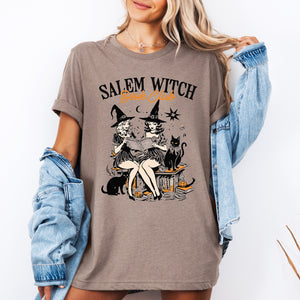 Salem Book Club Retro Cats Vintage Halloween Reading Books Classic Collectible Graphic Tee — view 1